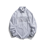 Men Shacket Long Sleeve Autumn Shirt Autumn Letter Print Fashion Striped Shirt for Men