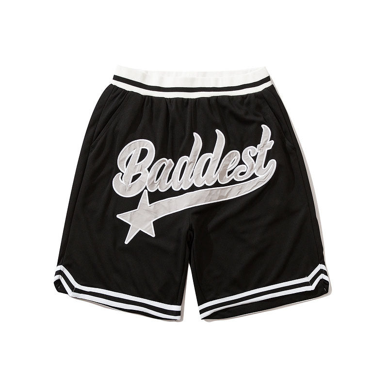 Basketball Shorts High Street Vintage Embroidered Letter Shorts Men's and Women's Sports Shorts Casual Basketball Shorts