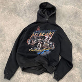 Present Letter Print Hoodie Present Vintage Printed Hooded Sweater