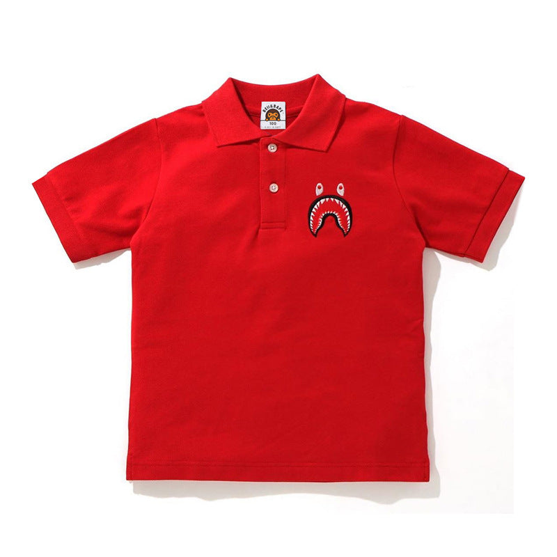 A Ape Print for Kids T Shirt Spring/Summer Lapel Polo Shirt Short-Sleeved Casual T-shirt