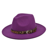 Italian Fedora Hats Leopard Hat Jazz Top Hat Broad-Brimmed Hat
