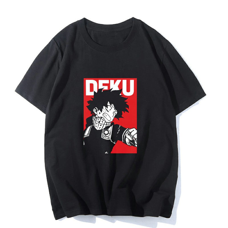 Anime Tshirts Aesthetic Men's Shirt Midoriya Izuku Boku No Hero Acadmeia Men's Short Sleeve round Neck Top T-shirt