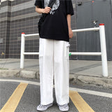 Harajuku Clothing Men Classic Retro Pants Straight Leg Pan Summer Solid Color Straight Wide Leg Pants Men's and Women's Casual Pants Trousers