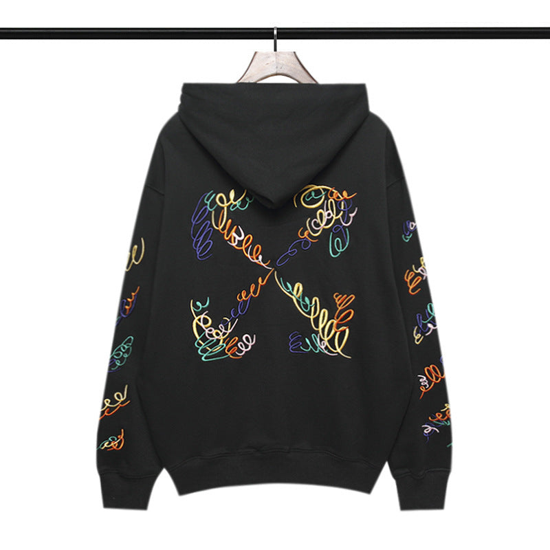 Autumn And Winter Letter Embroidered Hooded Sweater