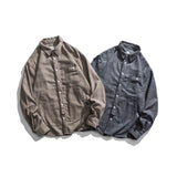 Men Shacket Long Sleeve Autumn Shirt Autumn Campus Student Large Pocket Loose Casual Plaid Shirt