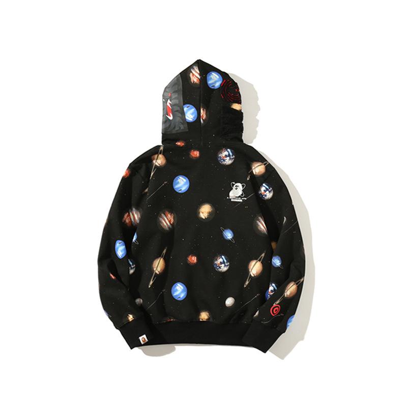 A Ape Print Hoodie Shark Head Planet Sweater