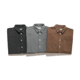 Men Shacket Long Sleeve Autumn Shirt Autumn Lapel Shirt Loose Solid Color Corduroy Casual Shirt for Men