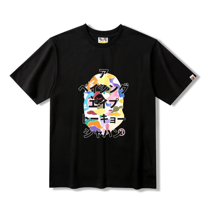 A Ape Print T Shirt Summer Candy Camouflage Ape Head Printed Short Sleeve T-shirt
