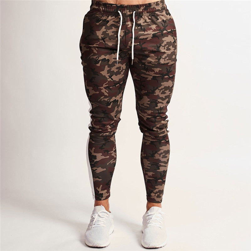 Gym Skinny Jogger Pants Men Running Sweatpants Fitness Bodybuilding Training Track Pants Sportswear Male Cotton Jogging Trousers Spring/Summer Sports Trousers Training Running Skinny Pants Camouflage Stretch Slim Fit