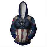 Captain America Hoodie 3D Printed Zipper Hoodie