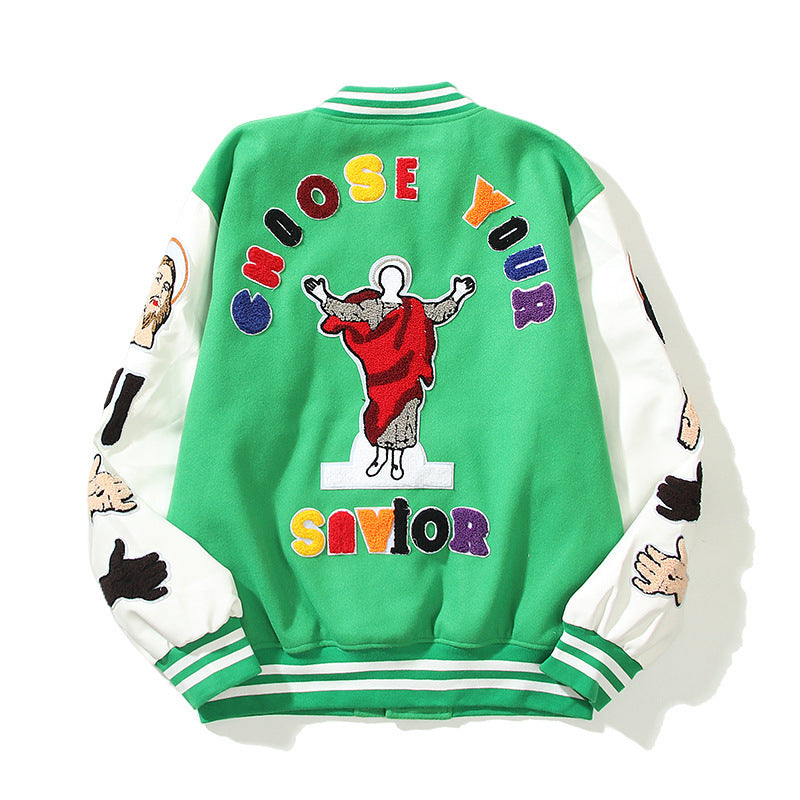 Kanye Bomber Jacket Baseball Uniform Embroidery Stitching