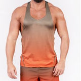 Slim Fit Muscle Gym Men T Shirt Men Rugged Style Workout Tee Tops Muscle Brothers Summer Gradient Sleeveless Men's T-shirt Simple Trend Casual Male Vest