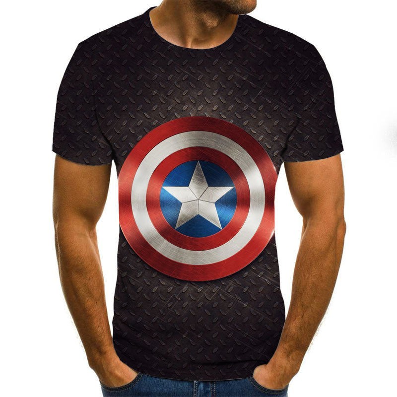 Captain America T Shirt Summer Iron Man Short Sleeve Men's 3DT Shirt