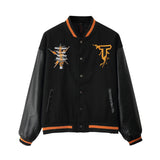 Mens Fall Outfits Retro Biker's Flight Jacket PU Leather Harajuku Embroidered Hip Hop Baseball Uniform Jacket