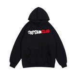 Men Fall Outfits Hooded Sweater Retro Washed Distressed Printed Loose Hoodie