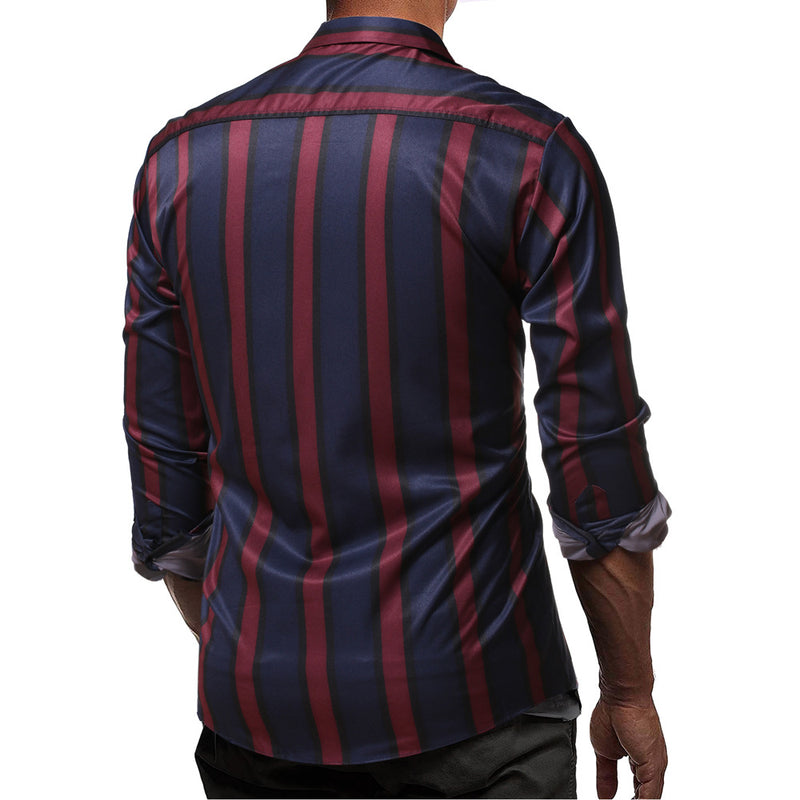 Men's Slim Fit Striped Long Sleeve Shirt plus Size Fashion Trend Casual Shirt Men Shirt