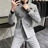 Men Suit Double Breasted Three-Piece Set