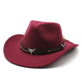 Wester Hats Woolen Jazz Top Hat Men's Ladies' National Style Autumn and Winter Felt Cap Broad-Brimmed Hat