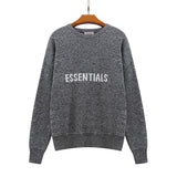 Fog Essentials Sweater Sweater Autumn and Winter Double Line Chest Letter Crew Neck Pullover Sweater Men and Women Same Style