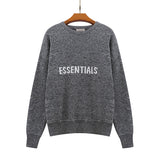 Fog Essentials Sweater Sweater Autumn and Winter Double Line Chest Letter Crew Neck Pullover Sweater Men and Women Same Style