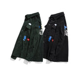 Men Shacket Long Sleeve Autumn Shirt Autumn Corduroy Cartoon Embroidered Lapel Top for Men