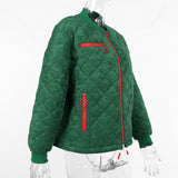 Cheerleader Letterman Jacket Round Neck Rhombus Loose Zip Baseball Uniform