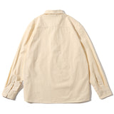 Men Shacket Long Sleeve Autumn Shirt Autumn Solid Color Retro Workwear Shirt