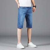 Men Jean Shorts Summer Stretch Denim Shorts Men's Casual Trend Loose Straight plus Size Shorts