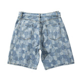 Mens Jean Shorts Retro Washed Plaid Denim Shorts Men's Summer Street Tide Brand Loose Casual Straight-Leg Shorts