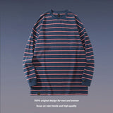 Men Fall Outfits Vintage Stripe Casual Loose Long Sleeve T-shirt Top