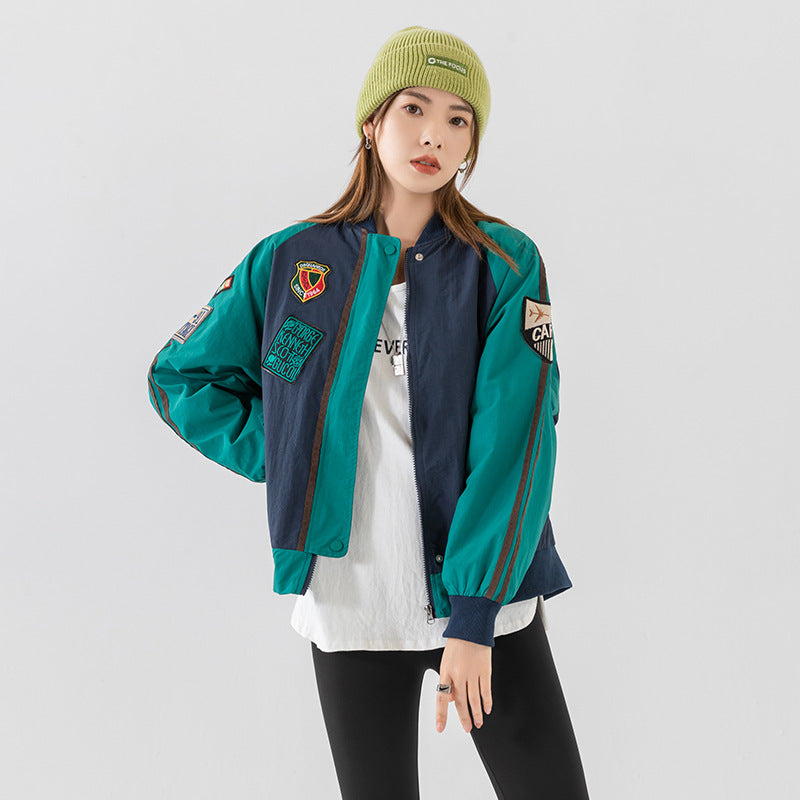 Cheerleader Letterman Jacket Baseball Uniform Loose Casual Jacket Vintage
