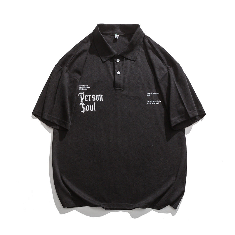 2022 Summer Man T Shirt Letter Polo Shirt Loose