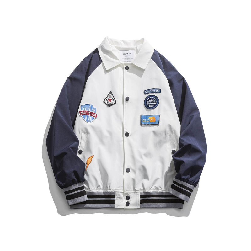 Men's Spring plus Size Retro Sports Baseball Uniform Men's Jacket Creative Turn-down Collar Coat Neutral Student Trendy Men Coat