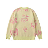Men Fall Outfits Hip Hop Bear Jacquard Loose-Fitting Pullover Sweaters Coat