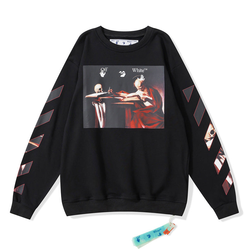 Arrow Print Sweater Ow Loose Round Neck