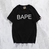 A Ape Print T Shirt Casual White Letter Crew Neck Summer Pullover Short Sleeve T-shirt