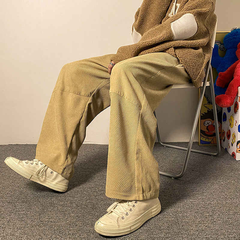 Men Pants Straight Wide Leg Pants