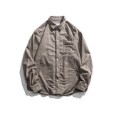 Men Shacket Long Sleeve Autumn Shirt Autumn Campus Student Large Pocket Loose Casual Plaid Shirt