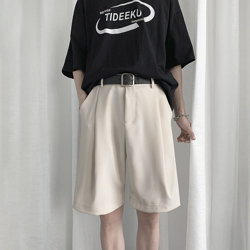 Men Bermuda Shorts Summer Men's Straight Loose Suit Shorts Casual Cropped Pants Men