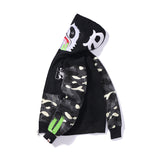 A Bath Ape Stitching Hoodie Men and Women Couple Cardigan Coat Outerwear