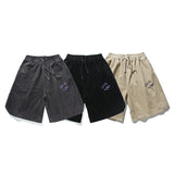 Men Shorts Men's Clothes Summer Wear Retro Men's Shorts Casual Loose Corduroy Embroidered Shorts Fashion