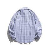 Men Shacket Long Sleeve Autumn Shirt Autumn Shirt Lapel Color Contrast Patchwork Pocket Three-Color Loose Plaid Shirt