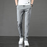 Mens Formal Suit Trousers Straight Leg Office Stretch Slim Fit Suit Pants Summer Pants Bottoms Summer Thin Elastic Waist Slim Stretch Casual Pants Men Men Pants