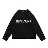 Present Letter Print Sweatshirt Present Chest Letter Logo round Neck Sweater Loose Couple Sweater