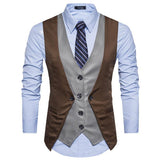 Tuxedo Vests Men Suit Vest Suit Vest Buckle Men's Stitching Gentleman Men's Clothing