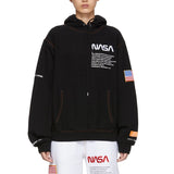 Kanye West Hoodie Hip Hop NASA Embroidery Outer Space Astronauts Velvet Padded Hooded Sweatshirt Hoodie