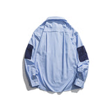 Men Shacket Long Sleeve Autumn Shirt Autumn Cityboy Striped Shirt Color Contrast Patchwork Long Sleeve Couple Shirt