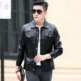 80's Leather Jacket Spring and Autumn Men's Leather Motorcycle Windproof Warm PU Leather Jacket Jacket