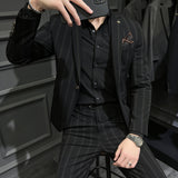 Men Suit Slim Elastic Wide Stripe Two-Piece Set