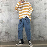 Anime Print Jeans Denim Pants Summer Retro Cartoon Student